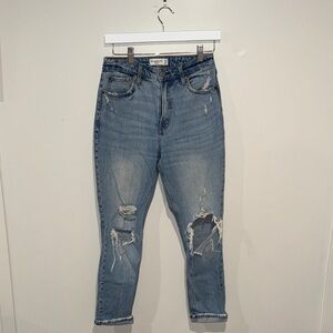 Abercrombie & Fitch Light Blue Distressed Cropped Jeans